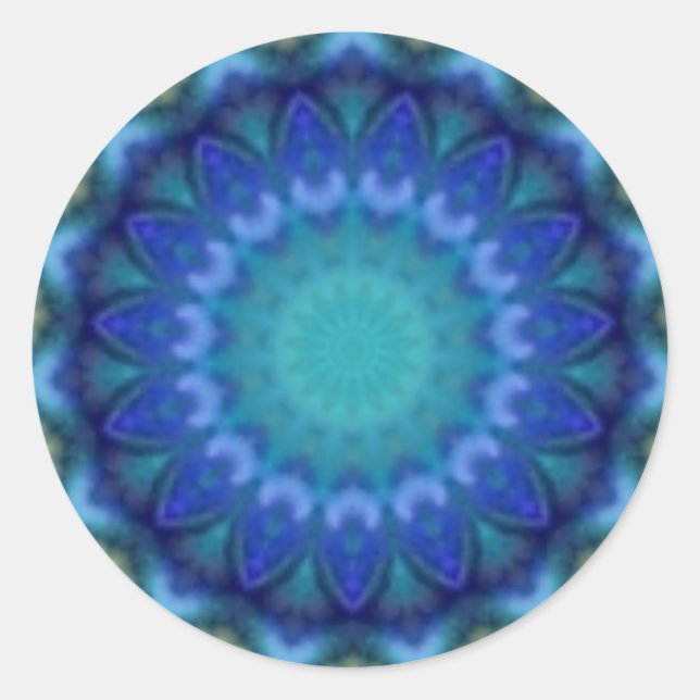 PSYCHEDELIC CIRCLES blue turquase pink violett Runder Aufkleber (Vorderseite)