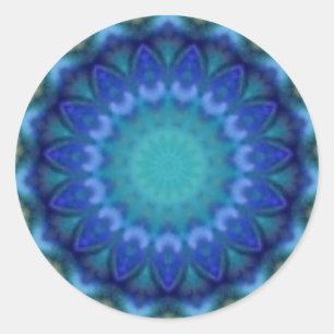 PSYCHEDELIC CIRCLES blue turquase pink violett Runder Aufkleber