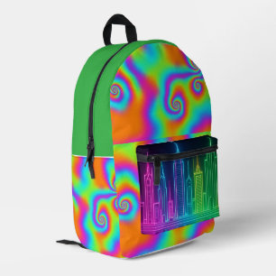 Psychedelic City Vibe Colorful Backpack Bedruckter Rucksack