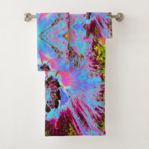 Psychedelic Cornflower Blue und Magenta Hibiskus