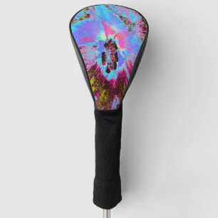Psychedelic Cornflower Blue und Magenta Hibiskus Golf Headcover