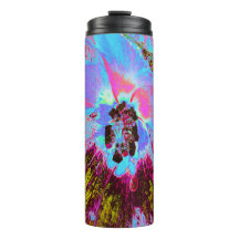 Psychedelic Cornflower Blue und Magenta Hibiskus