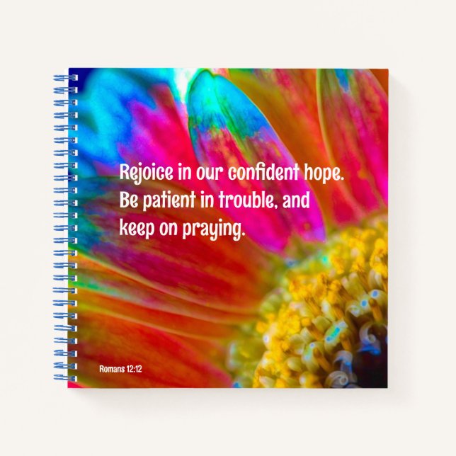 Psychedelic Daisy Romans 12:12 Spiral Notebook Notizbuch (Vorderseite)