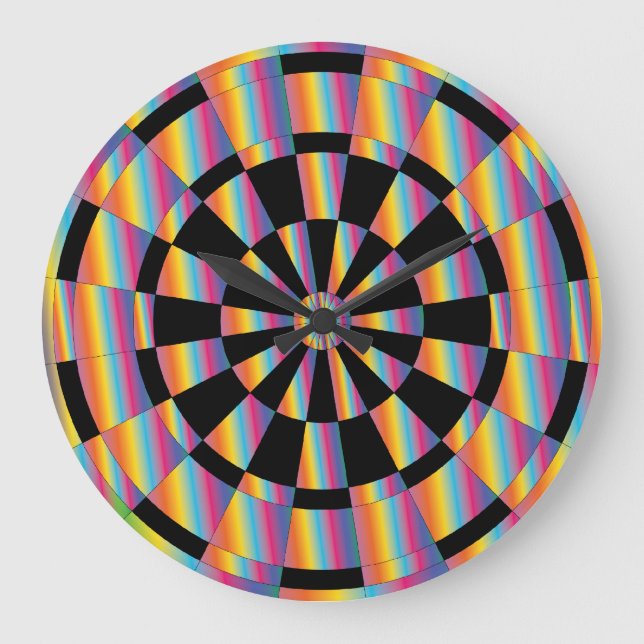Psychedelic Dartboard Große Wanduhr (Vorderseite)