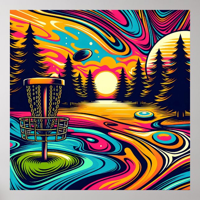 Psychedelic Disk Golf Course bei Sunset Poster (Vorne)
