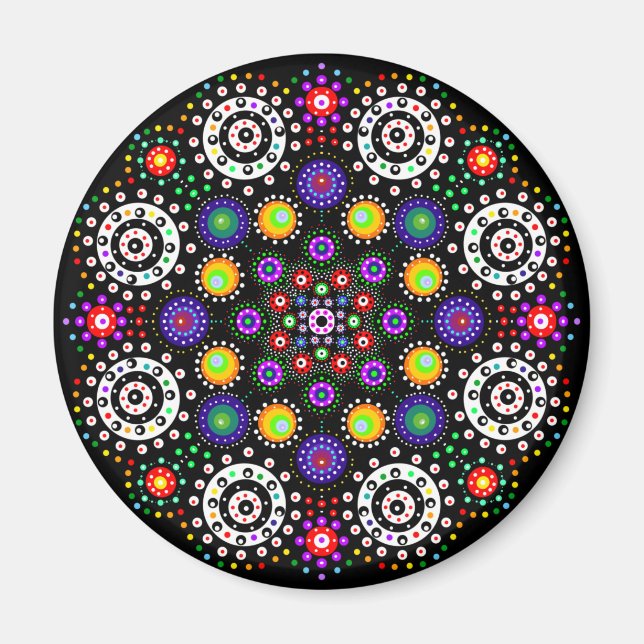Psychedelic Dot Mandala Magnet (Vorne)