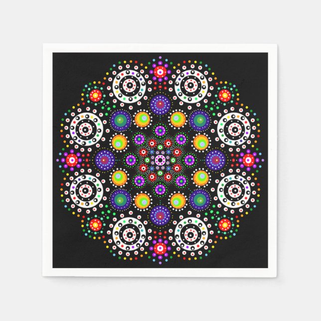 Psychedelic Dot Mandala Serviette (Vorderseite)