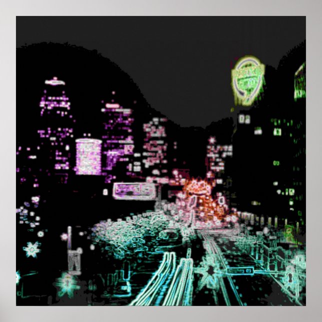 Psychedelic Downtown Kansas City Poster (Vorne)