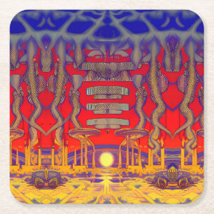 Psychedelic Dreamland Rechteckiger Pappuntersetzer