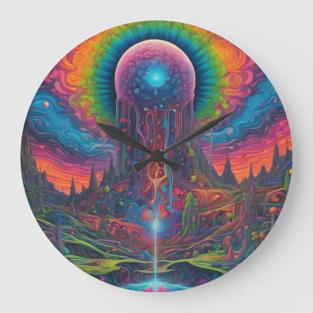 Psychedelic Dreamscape Große Wanduhr (Vorderseite)