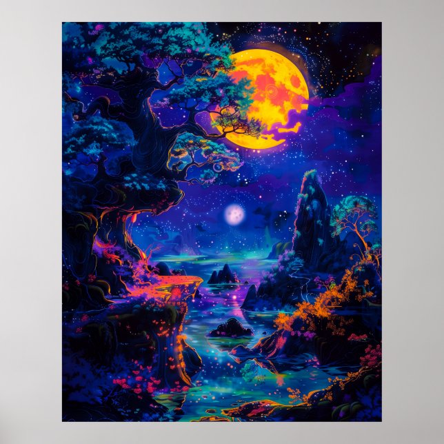 Psychedelic Dreamy Forest Poster (Vorne)