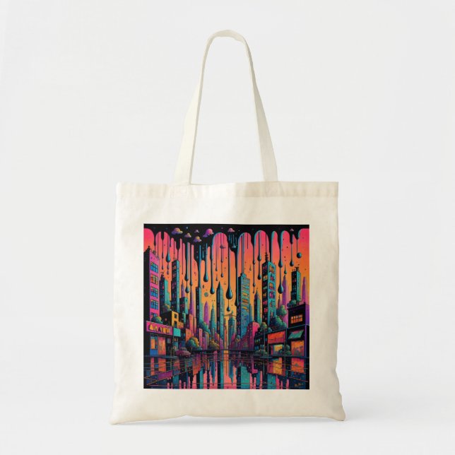 Psychedelic Drippy City Art Tragetasche (Vorne)