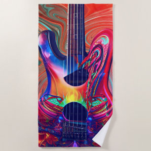 Psychedelic Electric Acoustic Semi Guitars Art Strandtuch