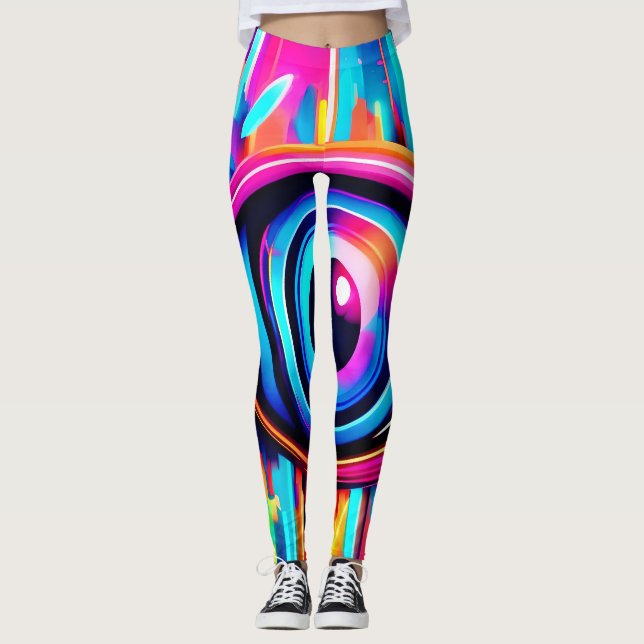 Psychedelic Eye Art Leggings (Vorderseite)