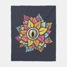 Psychedelic Eye Blume - Farbige Trippy Art Fleecedecke