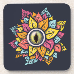 Psychedelic Eye Blume - Farbige Trippy Art Getränkeuntersetzer