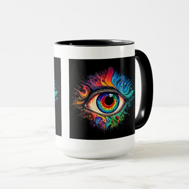 Psychedelic Eye Combo Tasse, 15 oz Tasse (VorderseiteRechts)