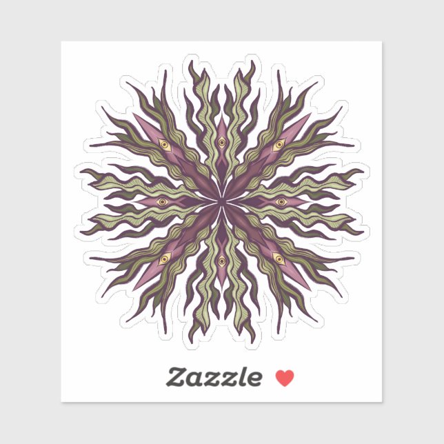 Psychedelic Eye Plant - Surreal Botanical Mandala Aufkleber (Blatt)