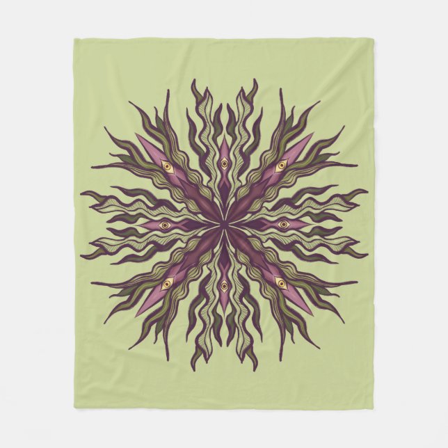Psychedelic Eye Plant - Surreal Botanical Mandala Fleecedecke (Vorderseite)