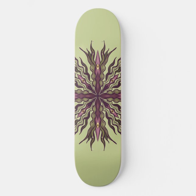 Psychedelic Eye Plant - Surreal Botanical Mandala Skateboard (Vorderseite)