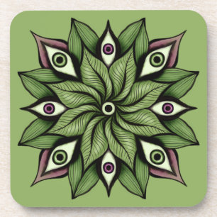 Psychedelic Eyes Mandala - Trippy Floral Pattern Getränkeuntersetzer