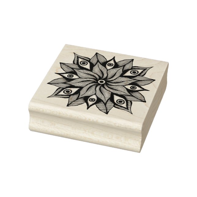 Psychedelic Eyes Mandala - Trippy Floral Pattern Gummistempel (Stempel)