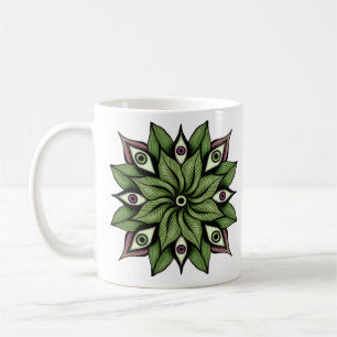 Psychedelic Eyes Mandala - Trippy Floral Pattern Kaffeetasse