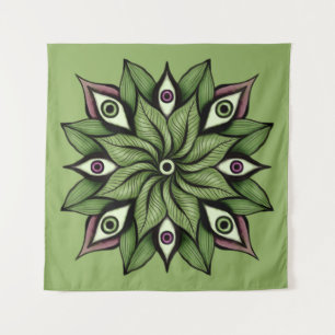 Psychedelic Eyes Mandala - Trippy Floral Pattern Wandteppich