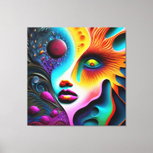 Psychedelic Face Abstrakt Art Leinwanddruck