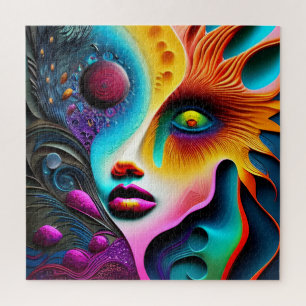Psychedelic Face Abstrakt Art Puzzle