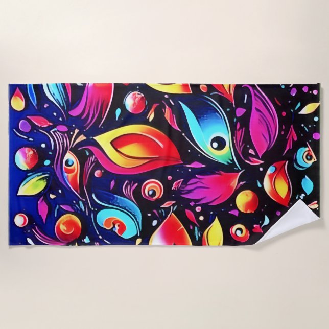 Psychedelic Feather Dream Strandtuch (Vorderseite)