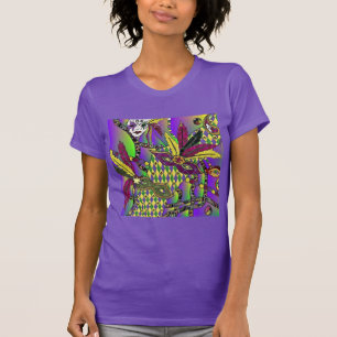 Psychedelic Feather Masks Fettdienstag T-Shirt