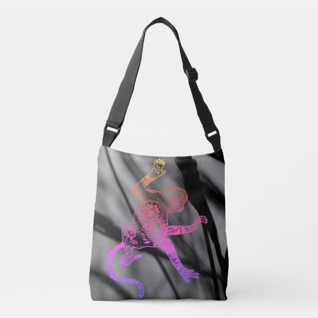 Psychedelic Fire Mandala Monkey Bag Tragetaschen Mit Langen Trägern (Vorderseite)