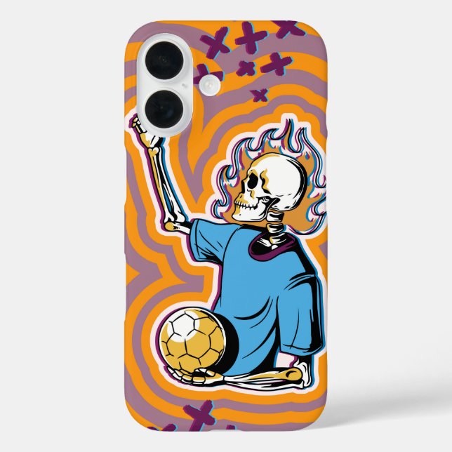 Psychedelic Flaming Soccer Skull Case-Mate iPhone Hülle (Rückseite)