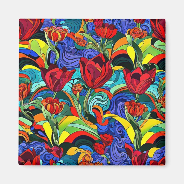 Psychedelic Floral 1 Magnet (Vorne)