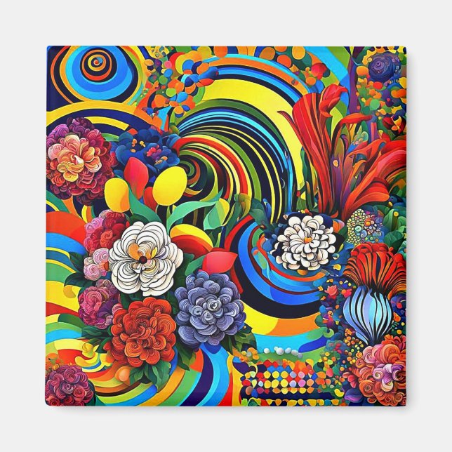 Psychedelic Floral 2 Magnet (Vorne)