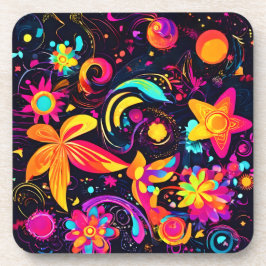 Psychedelic Floral Cosmos Getränkeuntersetzer