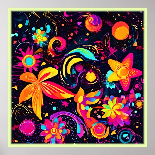 Psychedelic Floral Cosmos Poster (Vorne)