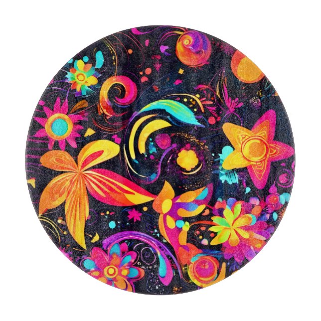 Psychedelic Floral Cosmos Schneidebrett (Vorderseite)