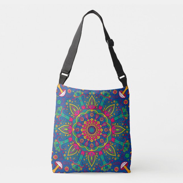Psychedelic Forest Mandala Tragetaschen Mit Langen Trägern (Vorderseite)
