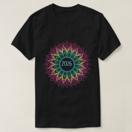 Psychedelic Fractal Mandala 2026 Design with Neon  T-Shirt