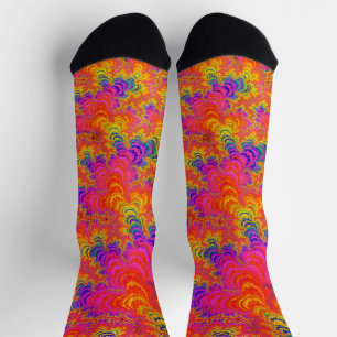 Psychedelic Funky Hippie Boho Neon Rainbow Fraktal Socken