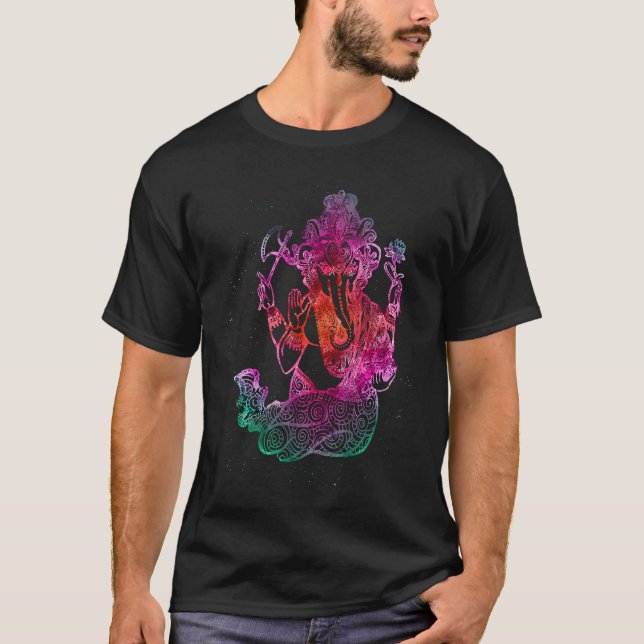 Psychedelic Ganesha Buddha Elephant T-Shirt (Vorderseite)