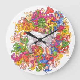 Psychedelic Goat Große Wanduhr