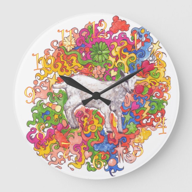 Psychedelic Goat Große Wanduhr (Vorderseite)