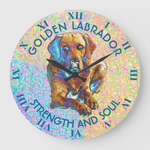 Psychedelic Golden Labrador Retriever Große Wanduhr