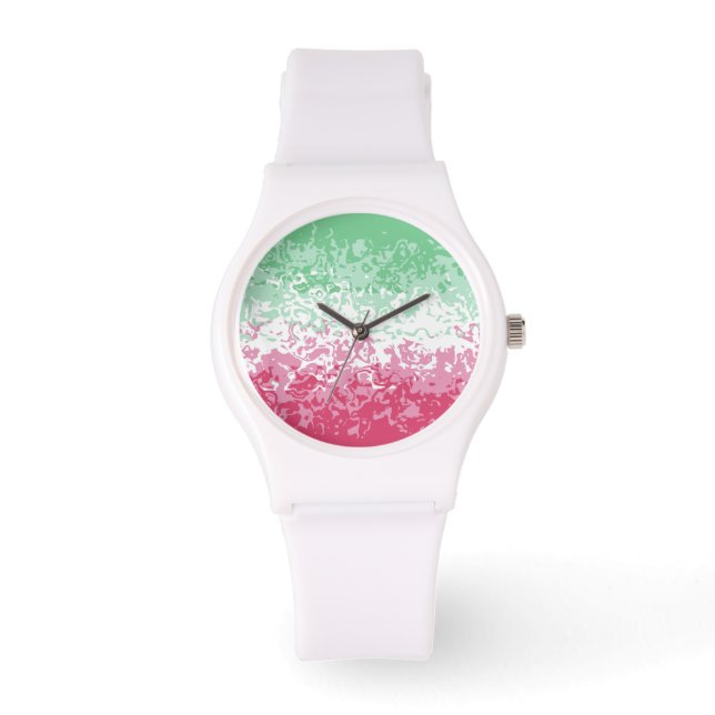 Psychedelic Groovy Abstrakt Abrosexual Pride Flag Armbanduhr (Vorderseite)