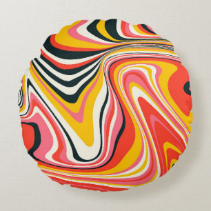 Psychedelic groovy background. Colorful abstract b Rundes Kissen