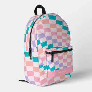 Psychedelic Groovy Checkerboard Bedruckter Rucksack