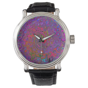 Psychedelic Groovy Magenta Retro Liquid Swirl Armbanduhr